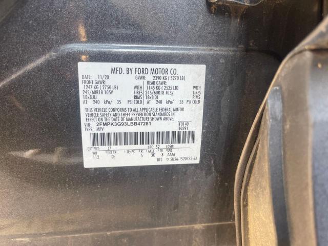 2020 Ford Edge Se მანქანა იყიდება აუქციონზე, vin: 2FMPK3G93LBB47281, აუქციონის ნომერი: 63991875