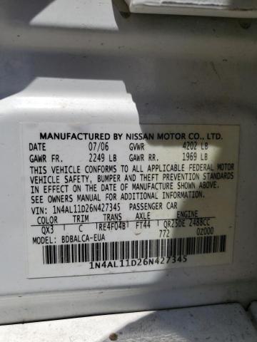 Aukcja sprzedaży 2006 Nissan Altima S, vin: 1N4AL11D26N427345, numer aukcji: 64973425
