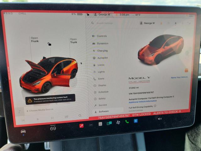 64570415 :رقم المزاد ، 7SAYGDEF6NF455787 vin ، 2022 Tesla Model Y مزاد بيع