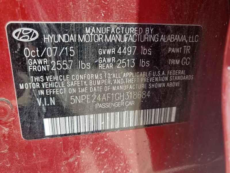 2016 Hyundai Sonata Se მანქანა იყიდება აუქციონზე, vin: 5NPE24AF1GH318684, აუქციონის ნომერი: 65820295