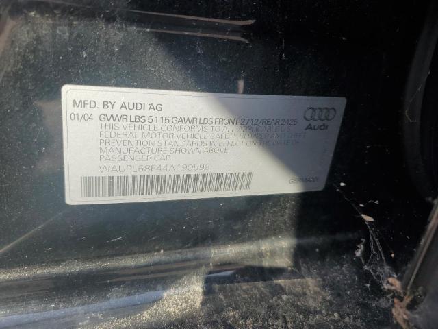 65608025 :رقم المزاد ، WAUPL68E44A190598 vin ، 2004 Audi S4 مزاد بيع