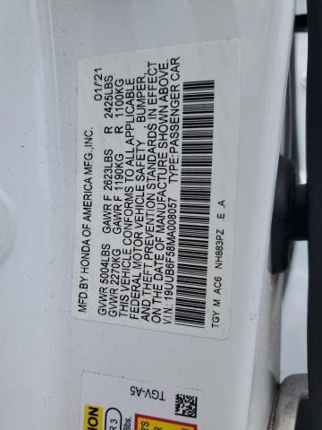 Aukcja sprzedaży 2021 Acura Tlx Tech A, vin: 19UUB6F58MA008057, numer aukcji: 65937525