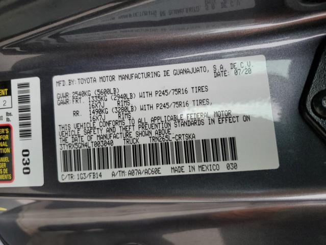 66041485 :رقم المزاد ، 3TYRX5GN4LT003040 vin ، 2020 Toyota Tacoma Acc مزاد بيع