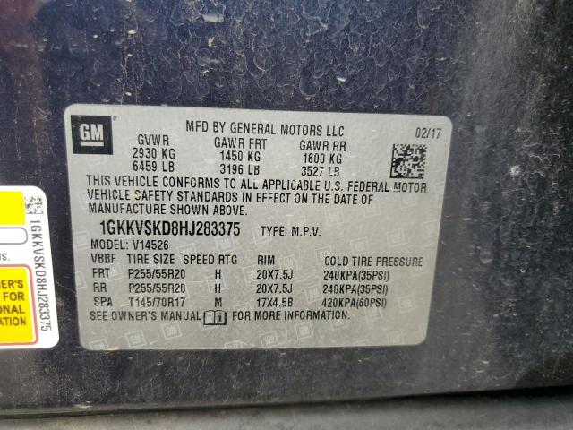 64504175 :رقم المزاد ، 1GKKVSKD8HJ283375 vin ، 2017 Gmc Acadia Lim مزاد بيع