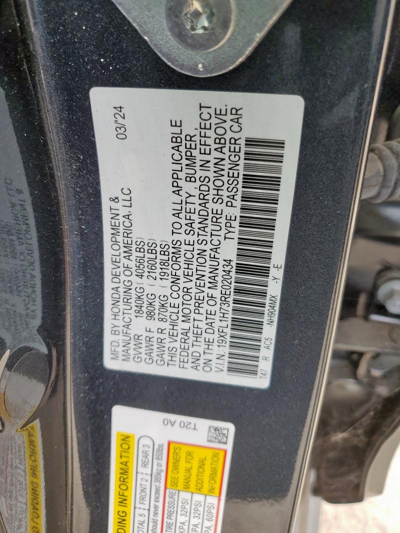 Продаж на аукціоні авто 2024 Honda Civic Exl, vin: 19XFL1H73RE020434, номер лоту: 64423055