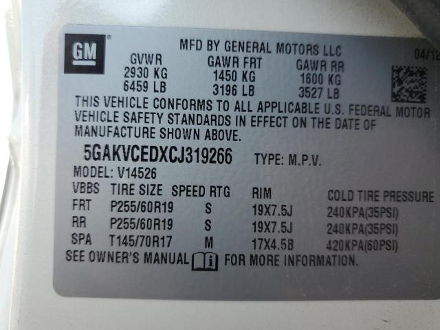 2012 Buick Enclave მანქანა იყიდება აუქციონზე, vin: 5GAKVCEDXCJ319266, აუქციონის ნომერი: 59916935