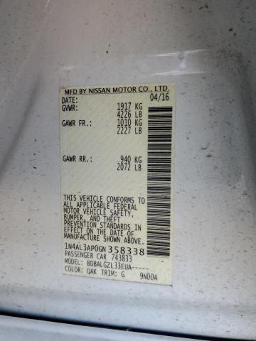 Aukcja sprzedaży 2016 Nissan Altima 2.5, vin: 1N4AL3AP0GN358338, numer aukcji: 65636365