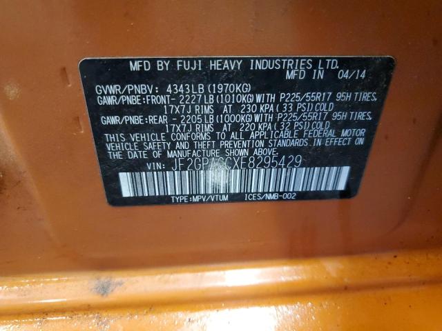 Aukcja sprzedaży 2014 Subaru Xv Crosstr, vin: JF2GPACCXE8295429, numer aukcji: 66231575