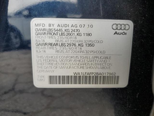 65363945 :رقم المزاد ، WA1LFAFP2BA017962 vin ، 2011 Audi Q5 Premium مزاد بيع
