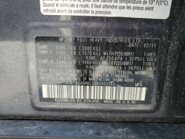 61762165 :رقم المزاد ، 4S4BRBCC5B3403369 vin ، 2011 Subaru Outback 2. مزاد بيع
