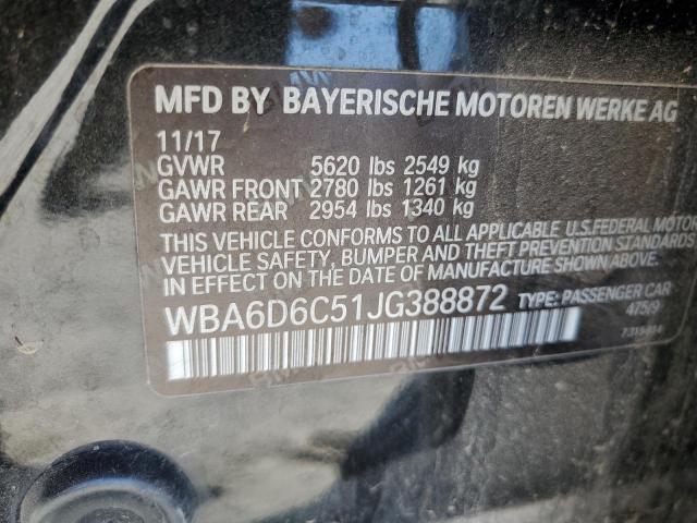 Aukcja sprzedaży 2018 Bmw 650 Xi Gra, vin: WBA6D6C51JG388872, numer aukcji: 66626245