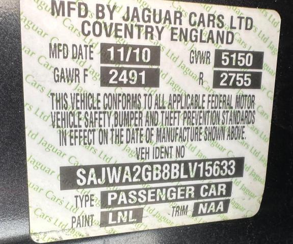 2011 Jaguar Xjl მანქანა იყიდება აუქციონზე, vin: SAJWA2GB8BLV15633, აუქციონის ნომერი: 66840105