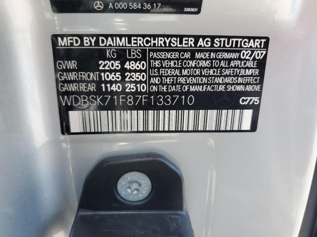 Auction sale of the 2007 Mercedes-benz Sl, vin: WDBSK71F87F133710, lot number: 63695795