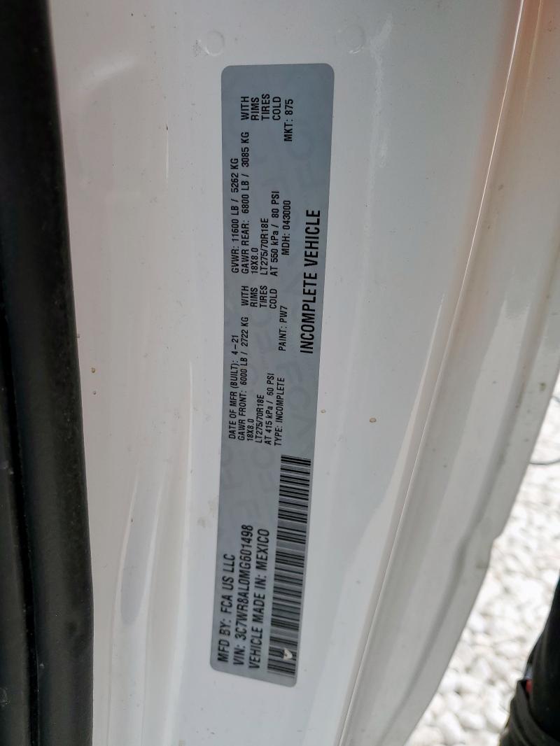 65150645 :رقم المزاد ، 3C7WR8AL0MG601498 vin ، 2021 Ram 3500 مزاد بيع