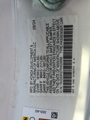 2024 Acura Integra მანქანა იყიდება აუქციონზე, vin: 19UDE4H27RA029858, აუქციონის ნომერი: 66088965