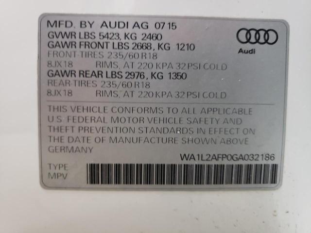 67004475 :رقم المزاد ، WA1L2AFP0GA032186 vin ، 2016 Audi Q5 Premium مزاد بيع