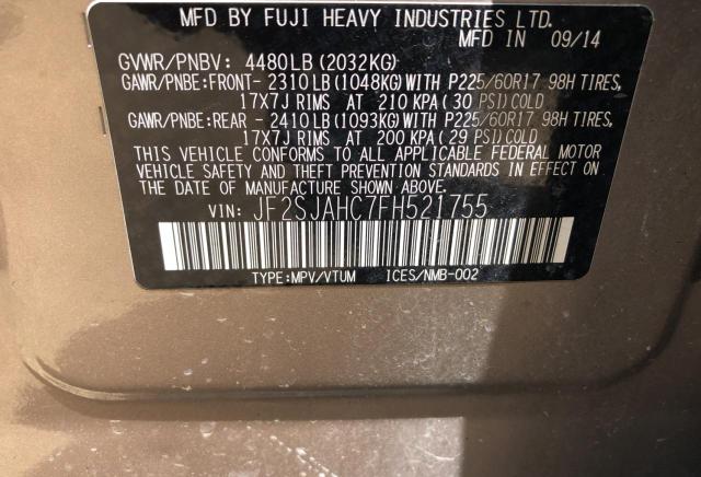 Продажа на аукционе авто 2015 Subaru Forester 2, vin: JF2SJAHC7FH521755, номер лота: 66500825