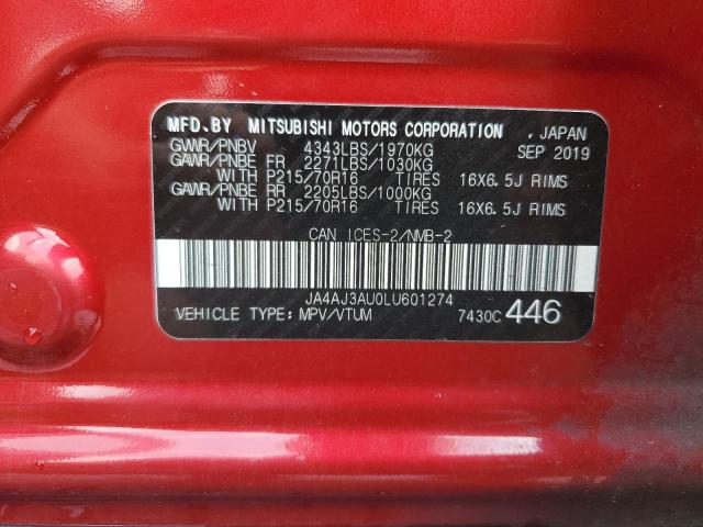 2020 Mitsubishi Rvr Es მანქანა იყიდება აუქციონზე, vin: JA4AJ3AU0LU601274, აუქციონის ნომერი: 65509845