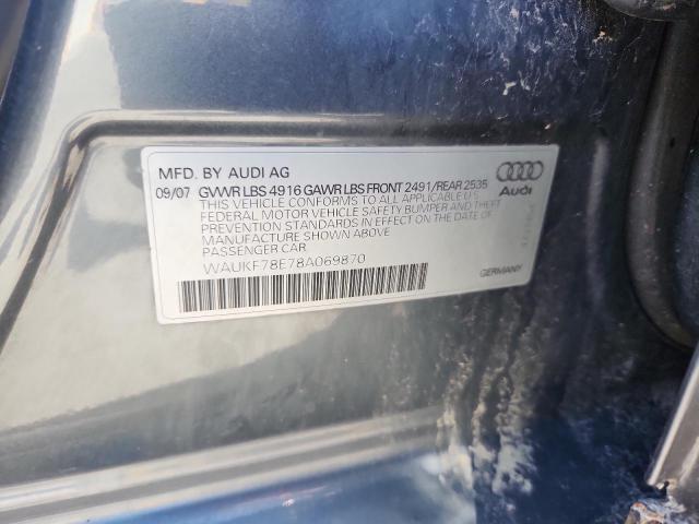 Aukcja sprzedaży 2008 Audi A4, vin: WAUKF78E78A069870, numer aukcji: 64677145