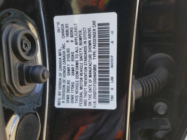 67250615 :رقم المزاد ، 2HGFC1F33GH645869 vin ، 2016 Honda Civic Ex مزاد بيع