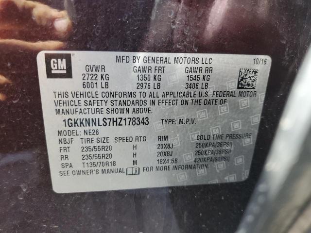 Aukcja sprzedaży 2017 Gmc Acadia, vin: 1GKKNNLS7HZ178343, numer aukcji: 64488285