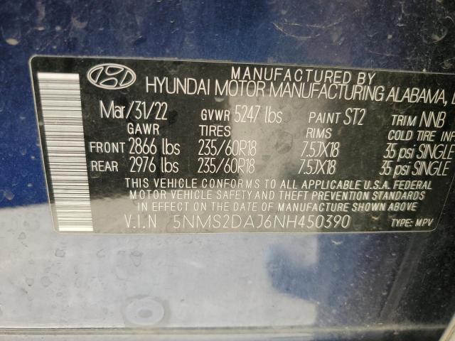 Продаж на аукціоні авто 2022 Hyundai Santa Fe, vin: 5NMS2DAJ6NH450390, номер лоту: 64431365