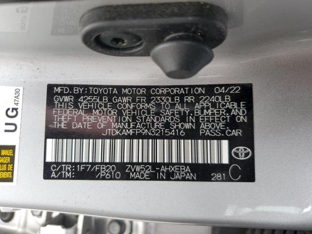 Auction sale of the 2022 Toyota Prius Prime, vin: JTDKAMFP9N3215416, lot number: 63411695