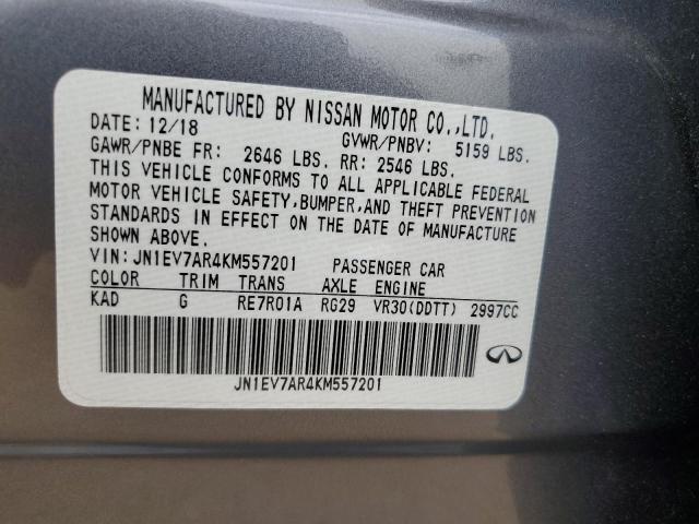 Aukcja sprzedaży 2019 Infiniti Q50 Luxe, vin: JN1EV7AR4KM557201, numer aukcji: 66071305