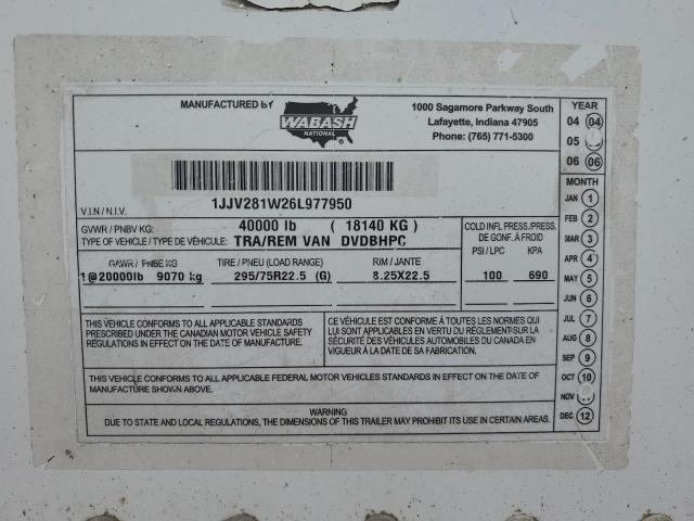 Продажа на аукционе авто 2006 Wabash Dry Van Trailer, vin: 1JJV281W26L977950, номер лота: 59097725