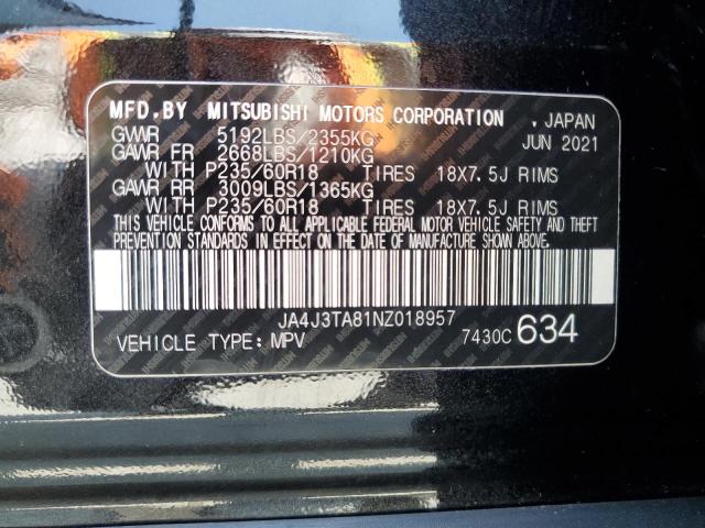 63328735 :رقم المزاد ، JA4J3TA81NZ018957 vin ، 2022 Mitsubishi Outlander مزاد بيع