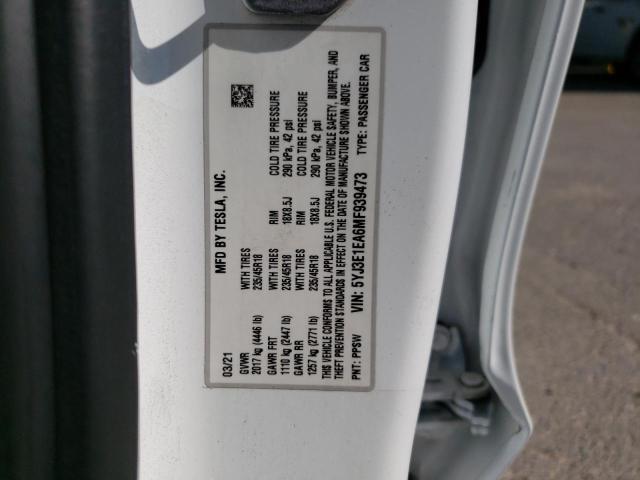 Aukcja sprzedaży 2021 Tesla Model 3, vin: 5YJ3E1EA6MF939473, numer aukcji: 66153145