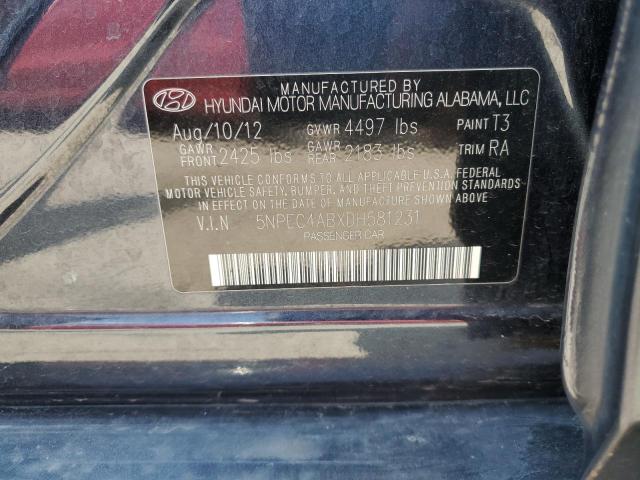 2013 Hyundai Sonata Se მანქანა იყიდება აუქციონზე, vin: 5NPEC4ABXDH581231, აუქციონის ნომერი: 64540115