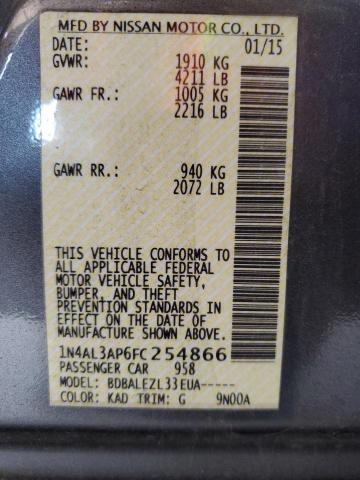 2015 Nissan Altima 2.5 მანქანა იყიდება აუქციონზე, vin: 1N4AL3AP6FC254866, აუქციონის ნომერი: 63271245