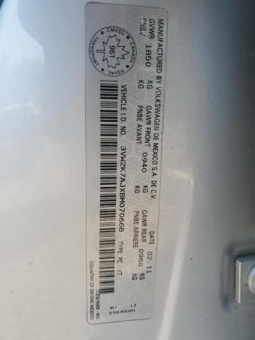 2011 Volkswagen Jetta მანქანა იყიდება აუქციონზე, vin: 3VW2K7AJXBM070668, აუქციონის ნომერი: 65233255