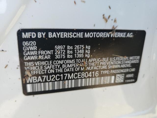 65093225 :رقم المزاد ، WBA7U2C17MCE80416 vin ، 2021 Bmw Alpina B7 مزاد بيع