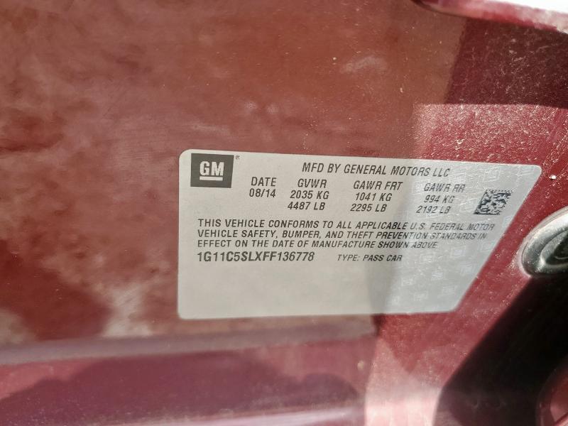Aukcja sprzedaży 2015 Chevrolet Malibu 1lt, vin: 1G11C5SLXFF136778, numer aukcji: 64583205