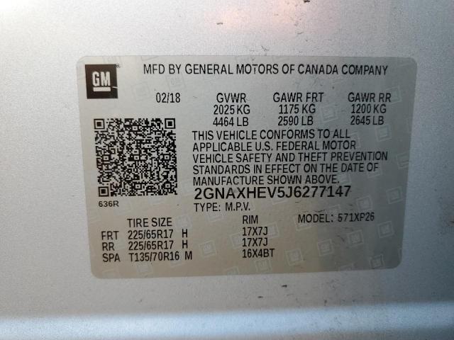 Aukcja sprzedaży 2018 Chevrolet Equinox Ls, vin: 2GNAXHEV5J6277147, numer aukcji: 66837355