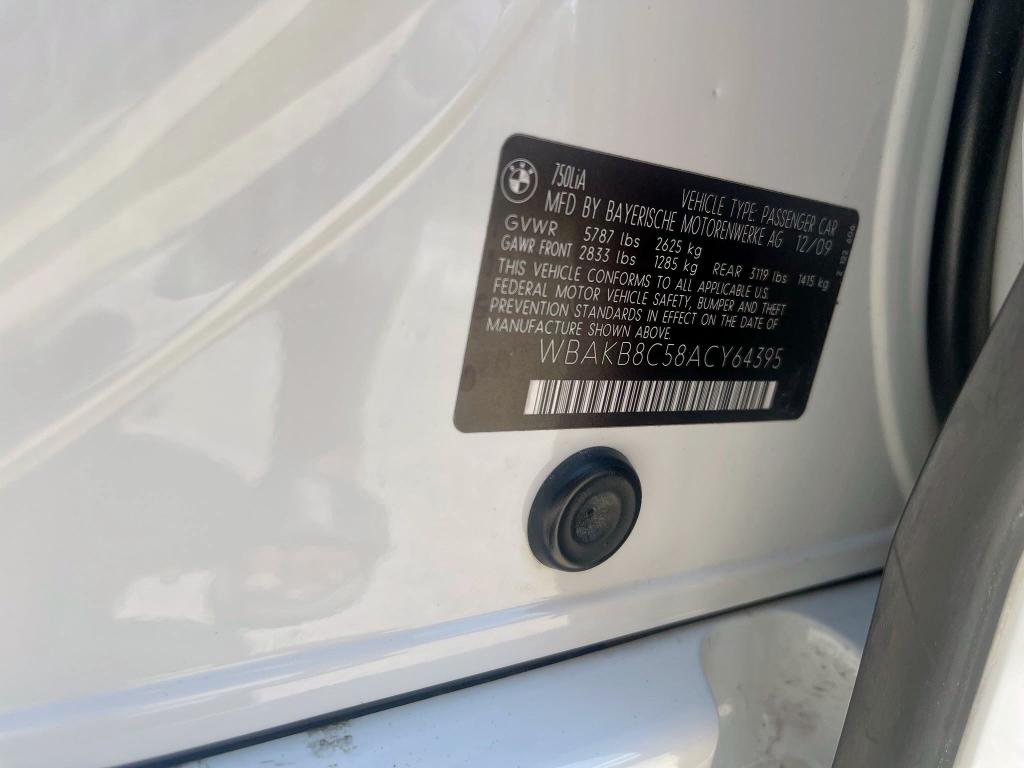 Продаж на аукціоні авто 2010 Bmw 750 Li, vin: WBAKB8C58ACY64395, номер лоту: 63885205