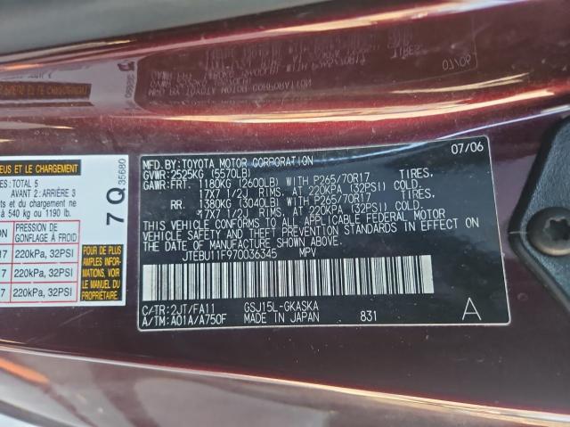 66270015 :رقم المزاد ، JTEBU11F970036345 vin ، 2007 Toyota Fj Cruiser مزاد بيع