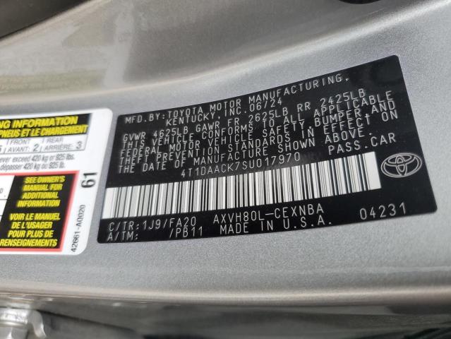 63072695 :رقم المزاد ، 4T1DAACK7SU017970 vin ، 2025 Toyota Camry مزاد بيع