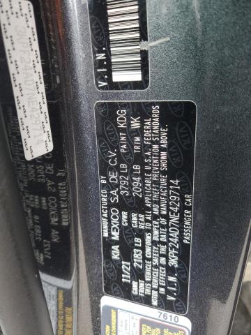 2022 Kia Forte Fe მანქანა იყიდება აუქციონზე, vin: 3KPF24AD7NE429714, აუქციონის ნომერი: 62943005