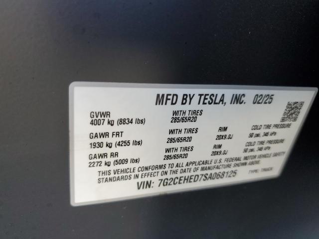 2025 Tesla Cybertruck მანქანა იყიდება აუქციონზე, vin: 7G2CEHED7SA068125, აუქციონის ნომერი: 65482925