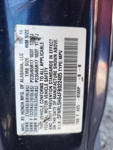 2015 Honda Odyssey მანქანა იყიდება აუქციონზე, vin: 5FNRL5H64FB022405, აუქციონის ნომერი: 65269755