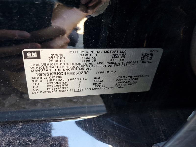 2015 Chevrolet Tahoe მანქანა იყიდება აუქციონზე, vin: 1GNSKBKC4FR250200, აუქციონის ნომერი: 61047686