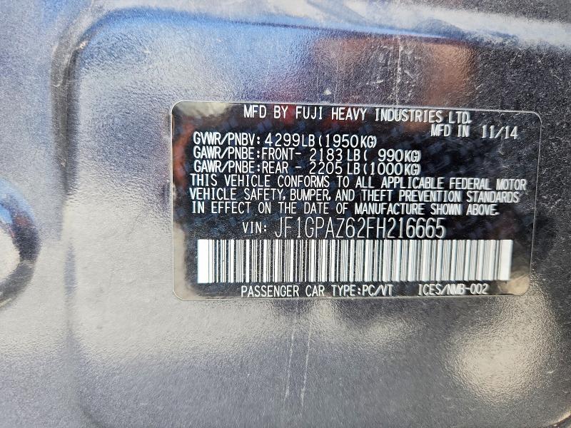 Aukcja sprzedaży 2015 Subaru Impreza, vin: JF1GPAZ62FH216665, numer aukcji: 63195016