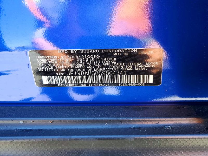 Продаж на аукціоні авто 2025 Subaru Wrx, vin: JF1VBAH68S9804341, номер лоту: 58838446