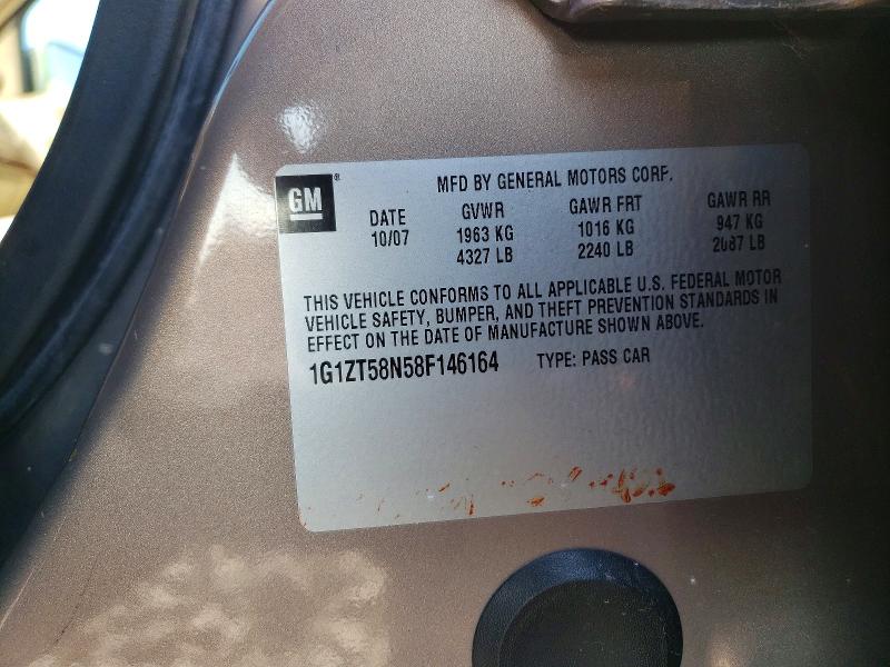 63373736 :رقم المزاد ، 1G1ZT58N58F146164 vin ، 2008 Chevrolet Malibu مزاد بيع