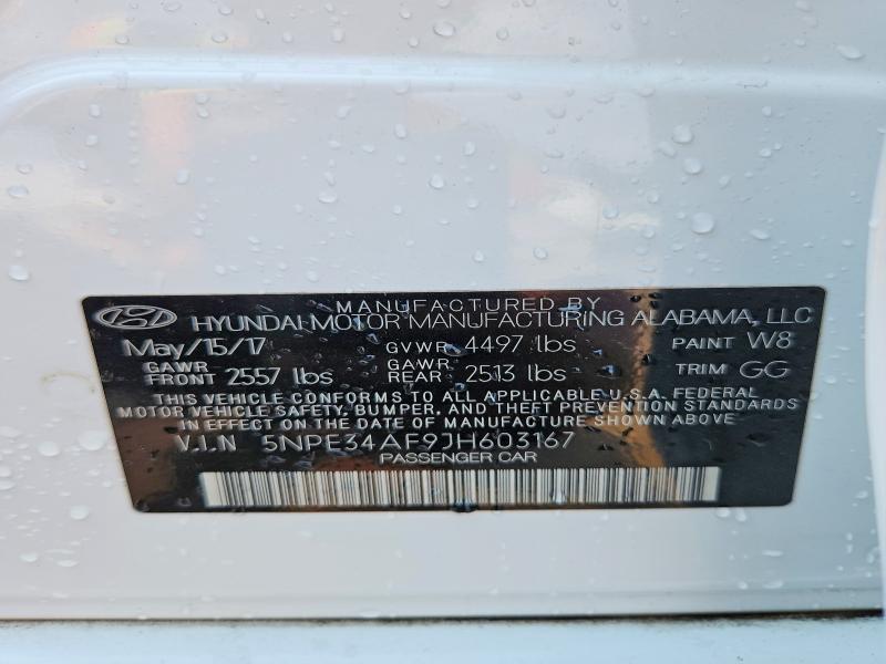 63325026 :رقم المزاد ، 5NPE34AF9JH603167 vin ، 2018 Hyundai Sonata مزاد بيع