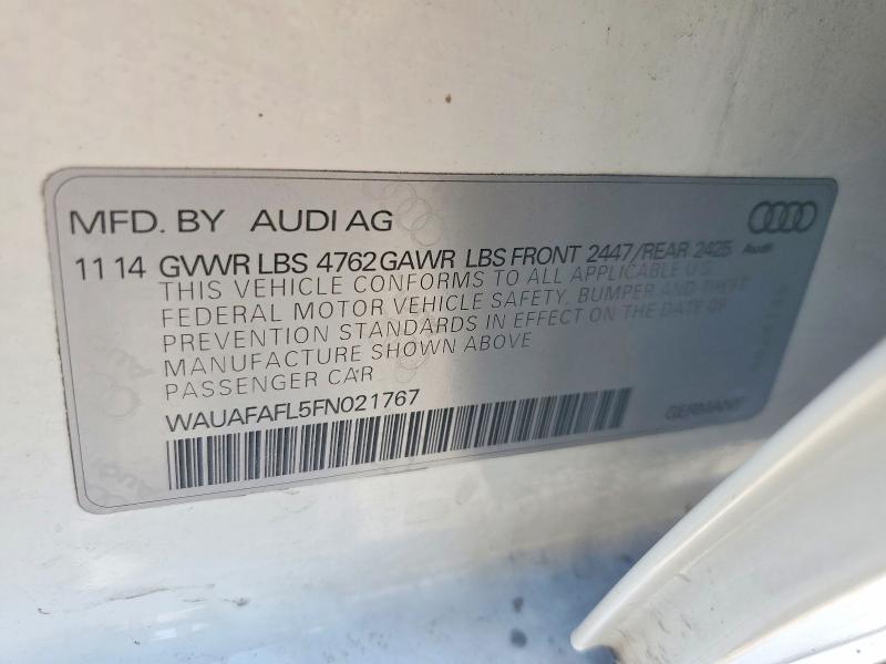 2015 Audi A4 მანქანა იყიდება აუქციონზე, vin: WAUAFAFL5FN021767, აუქციონის ნომერი: 61564736
