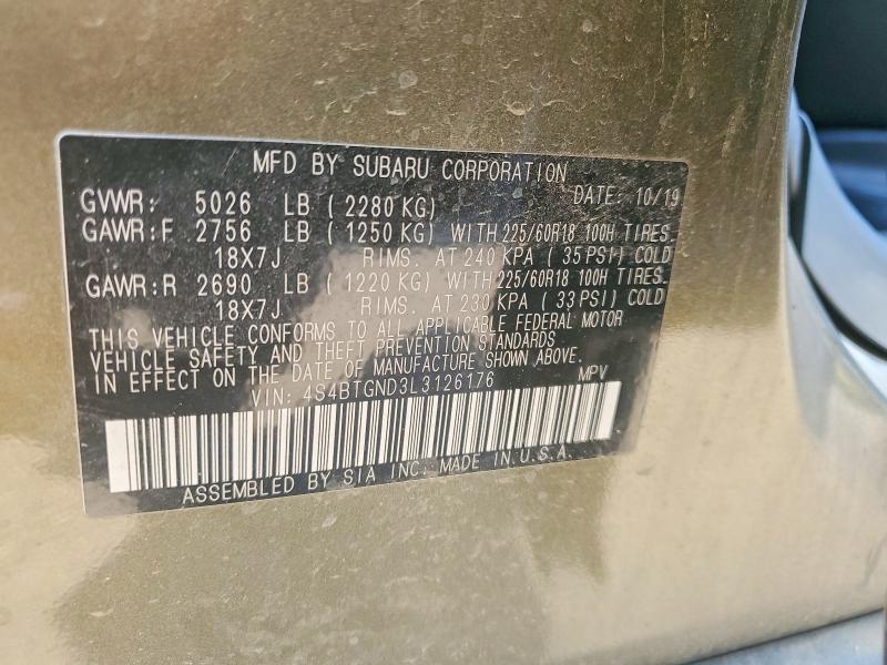 Aukcja sprzedaży 2020 Subaru Outback, vin: 4S4BTGND3L3126176, numer aukcji: 59366246